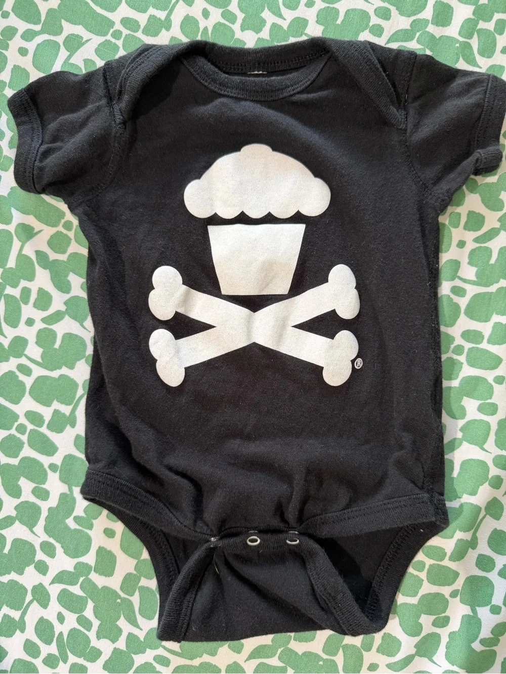 Johnny Cupcakes Black Cross Bones Bodysuit 6 months